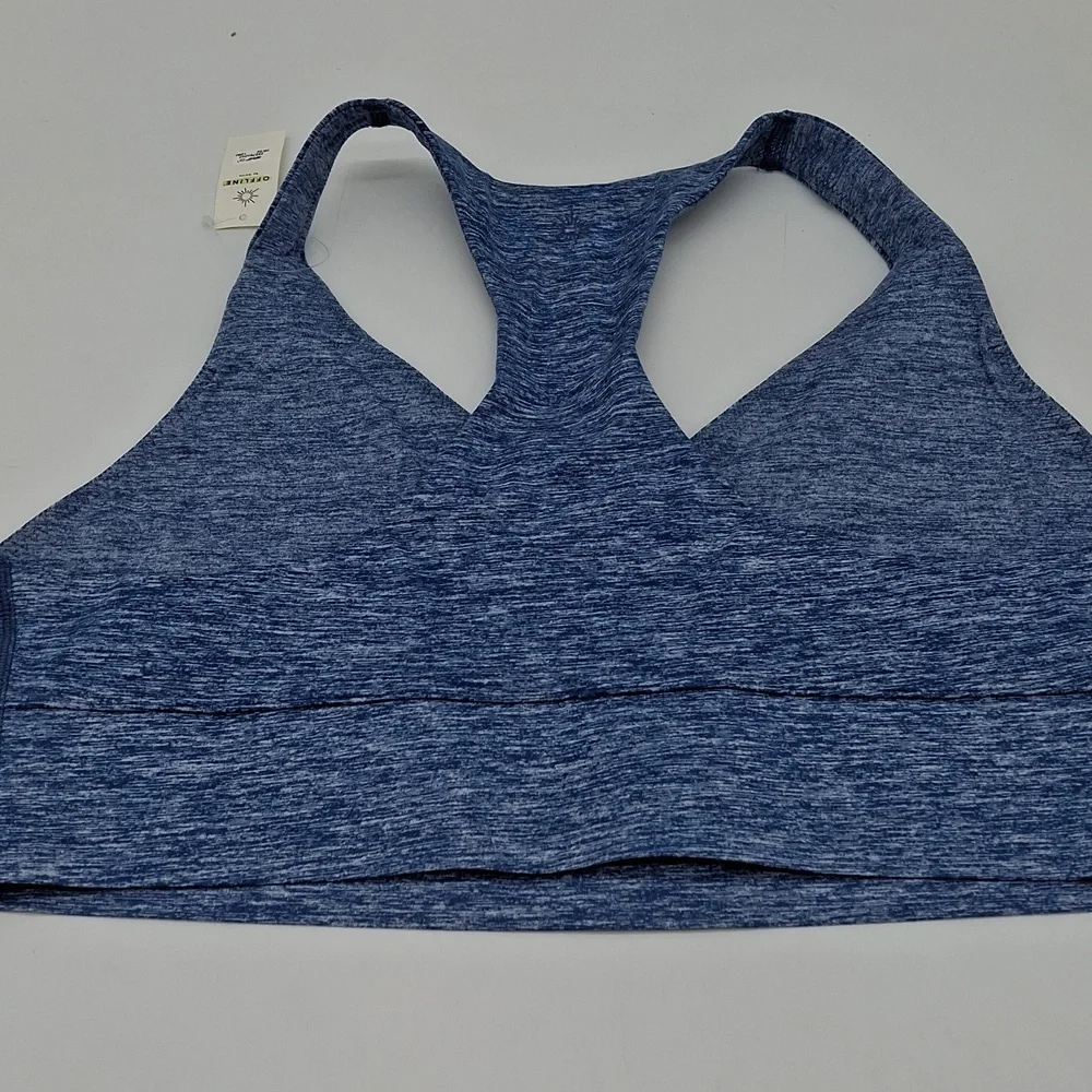 OFFLINE by Aerie The Hugger Racerback Sports Bra Marbled Blue XL